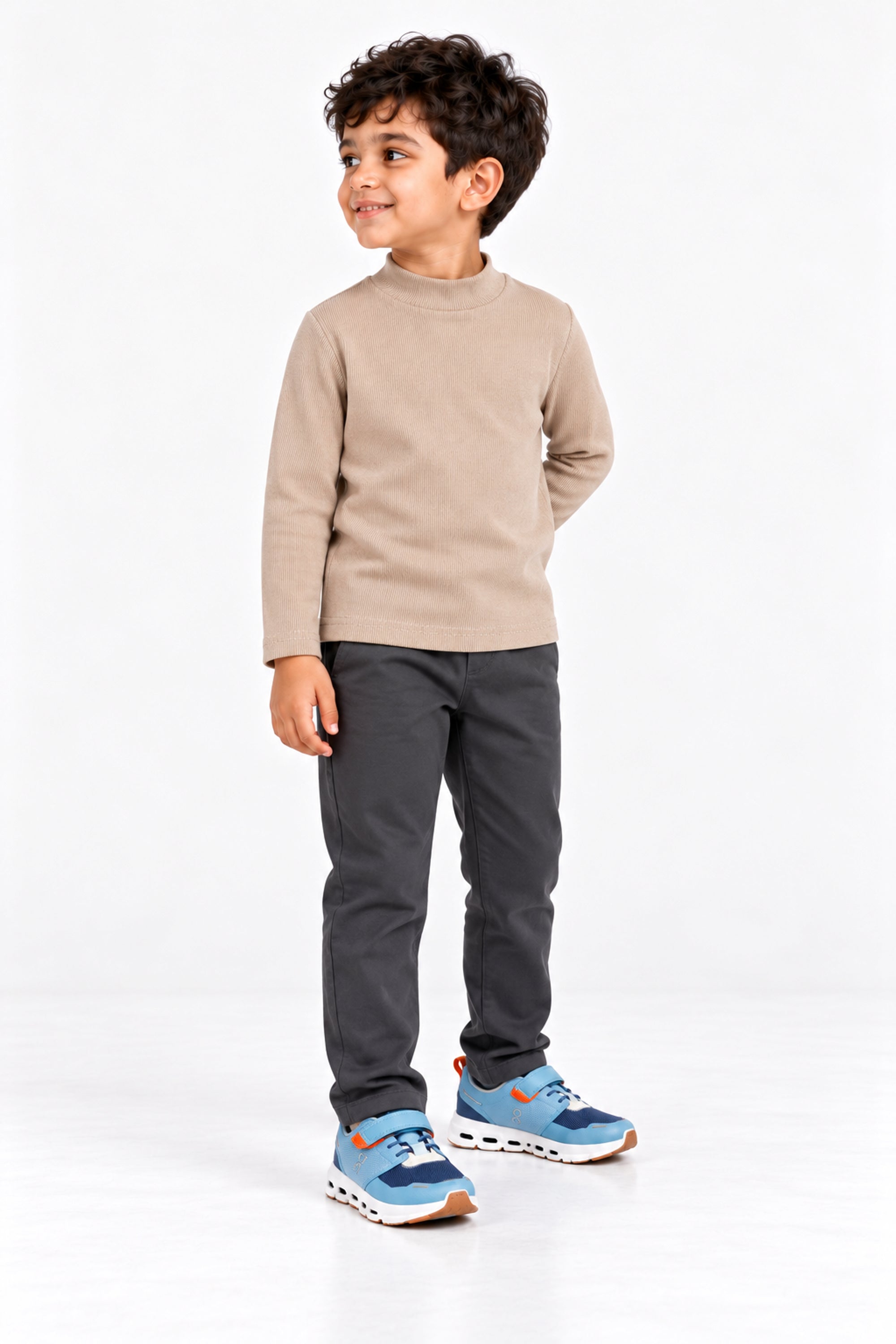 Boys Branded Interlock High Neck - Khaki