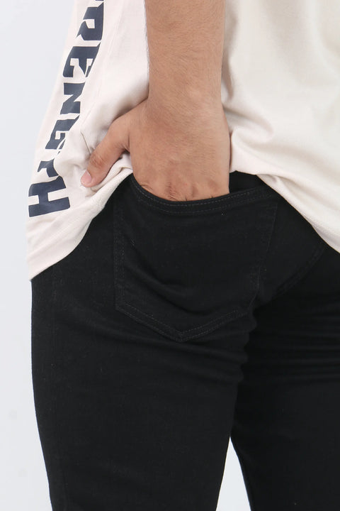 Man Old Navy Straight Fit Denim Jeans - Black