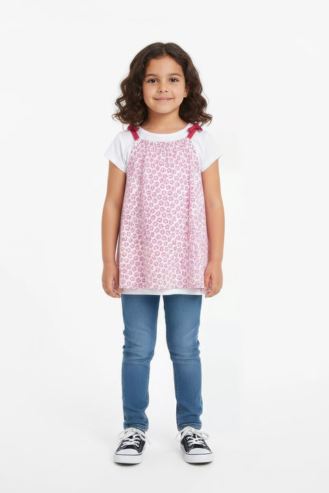 Girls Branded Graphic Short Tunic - Pink