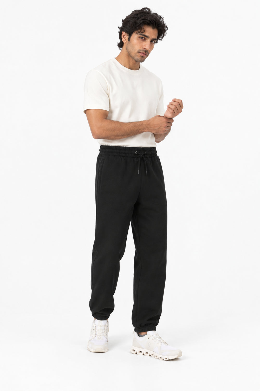 Men Branded Trouser - Black