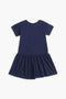 Girls Branded Graphic Frock - Navy