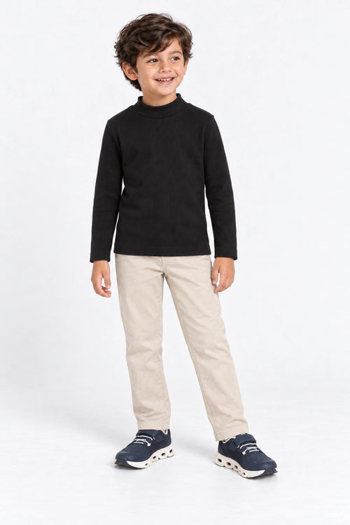 Boys Branded High Neck - Black