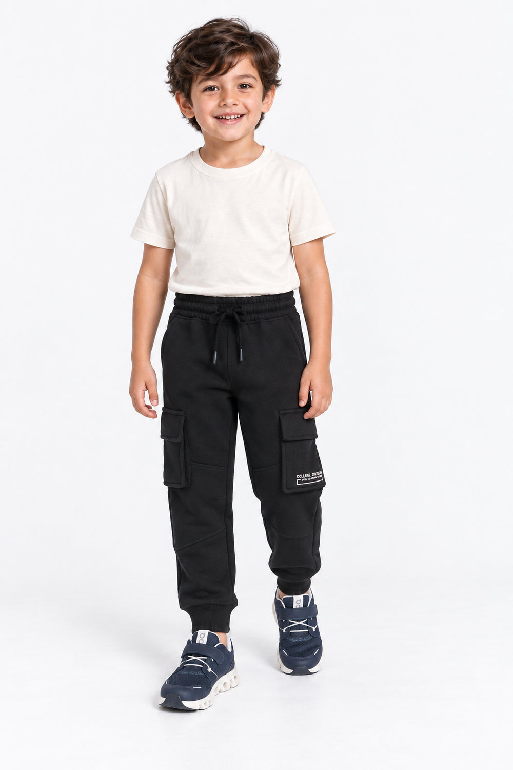 Boys Branded Cargo Trouser - Black