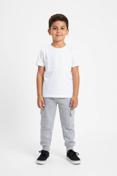 Boys Branded Cargo Fleece Trouser - Heather Grey