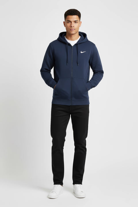 Men Branded Zipper Hoodie 223590 - Navy Blue