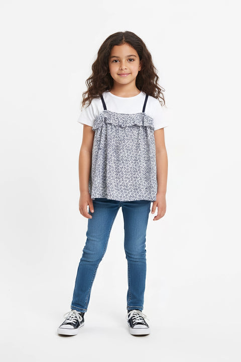 Girls Branded Graphic Short Tunic - Black