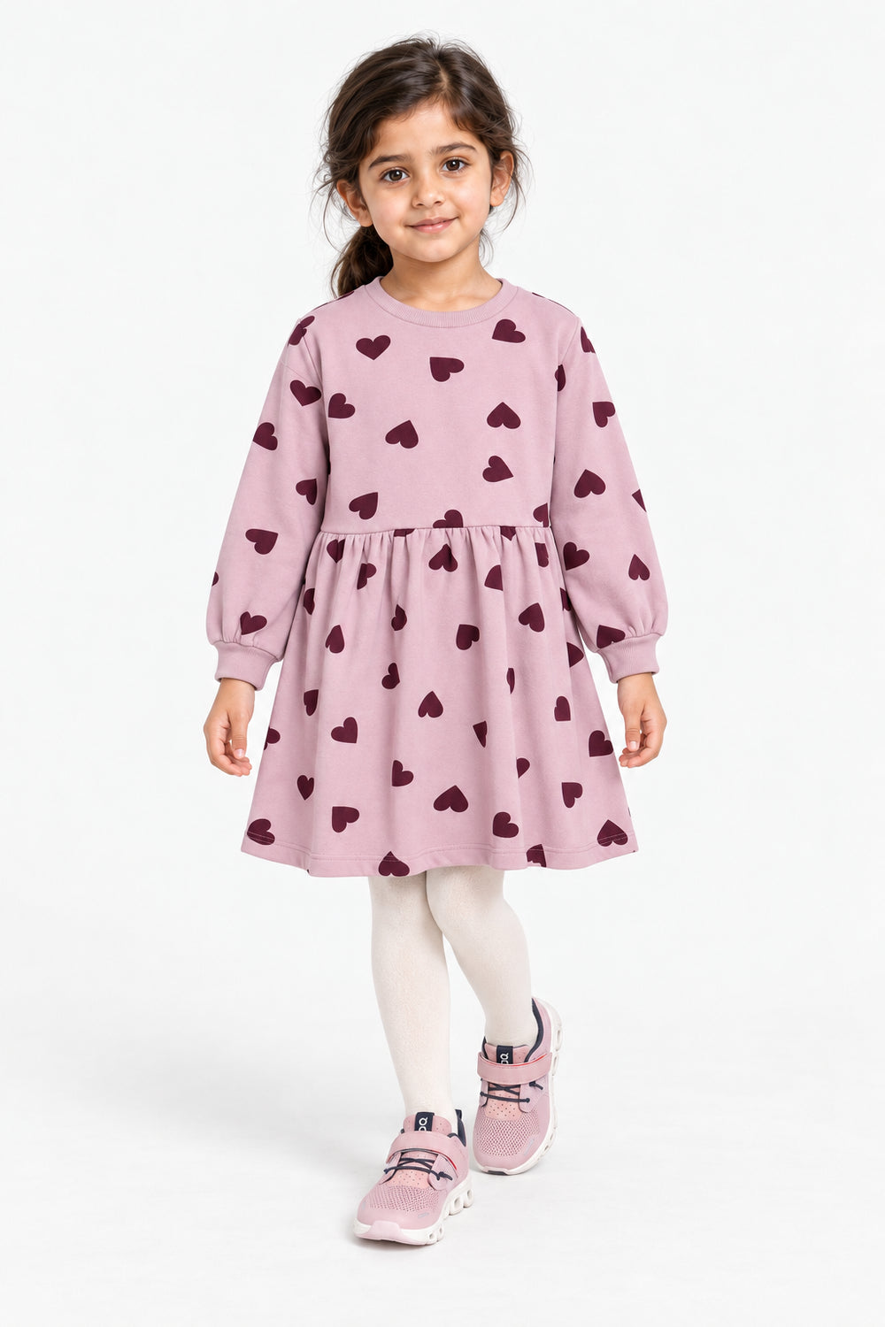 Girls Branded Graphic Frock - D/Pink