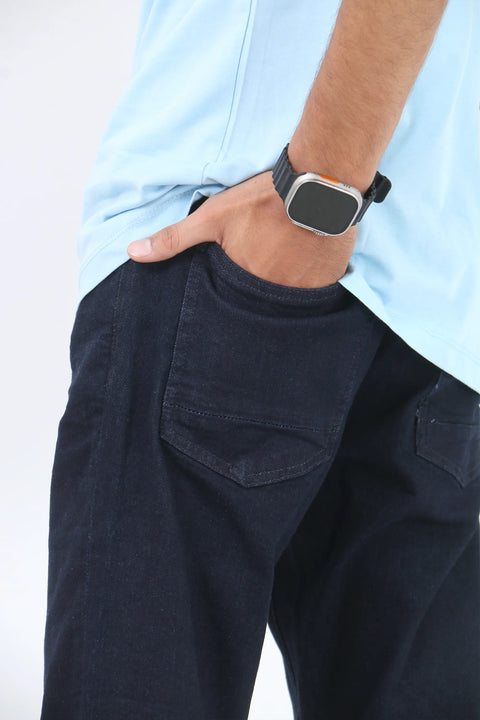Man branded Straight Fit Denim Jeans - D/Blue