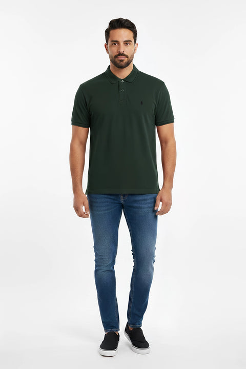 Men Pique Polo - Deep Forest Green