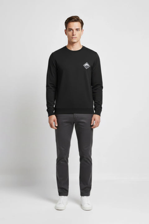 Men Branded Basic Sweatshirt - Black