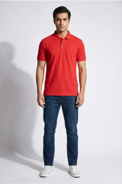 Men Branded Polo - Red
