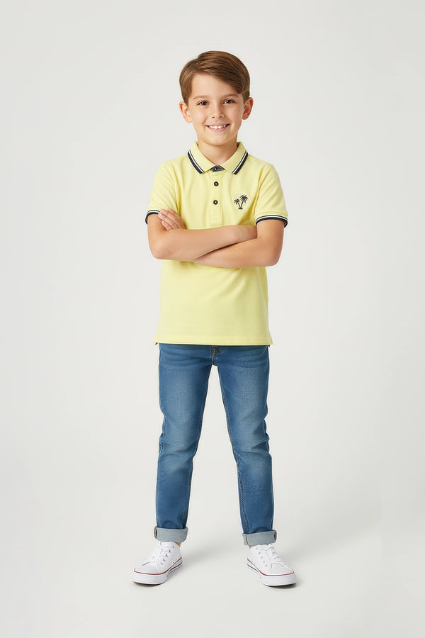 Boys Branded Polo - Yellow