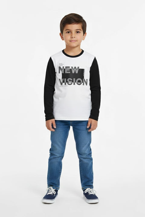 Boy Branded Graphic Tee F/S - Black And White