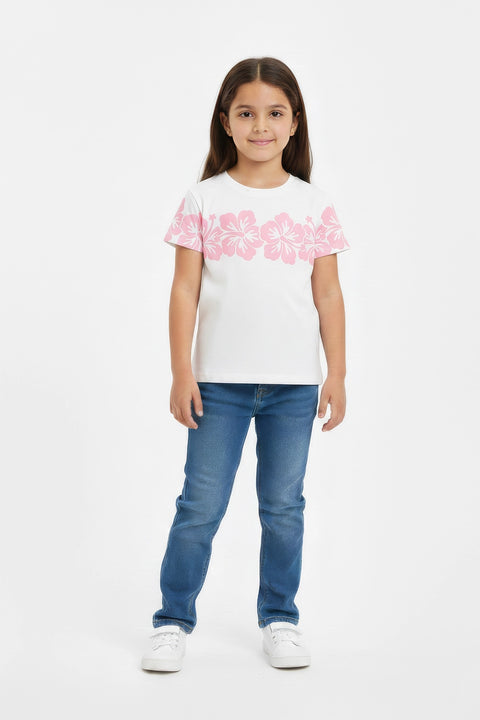 Girls Branded Graphic T-Shirt - White