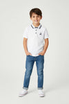 Boys Branded Polo - White