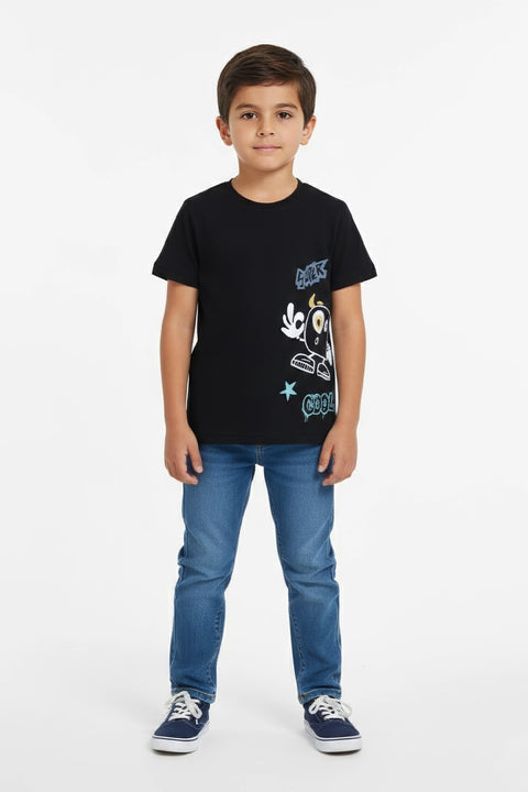 Boys Branded Graphic T-Shirt - Black