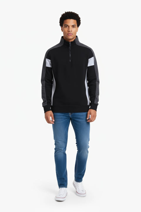 Men Branded Fleece Mockneck - Black
