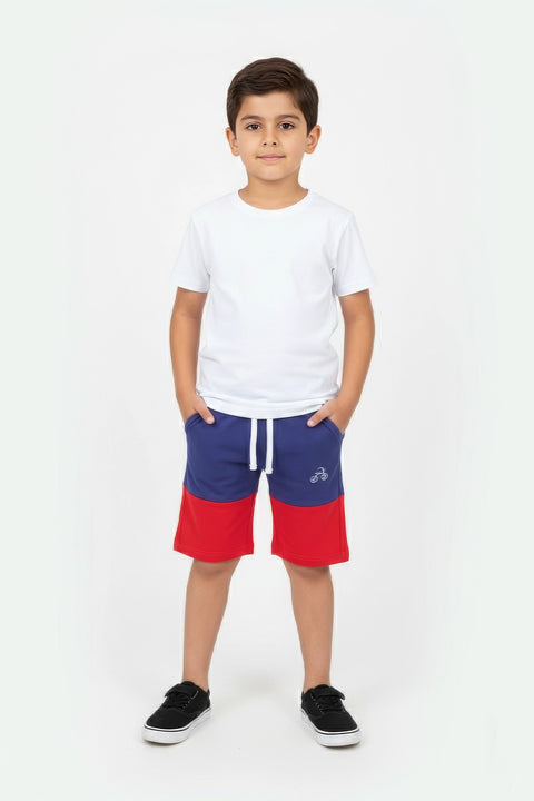 Boys Jersey Short - Navy & Red
