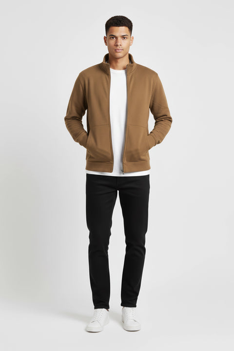 Men Branded Zipper - Brown