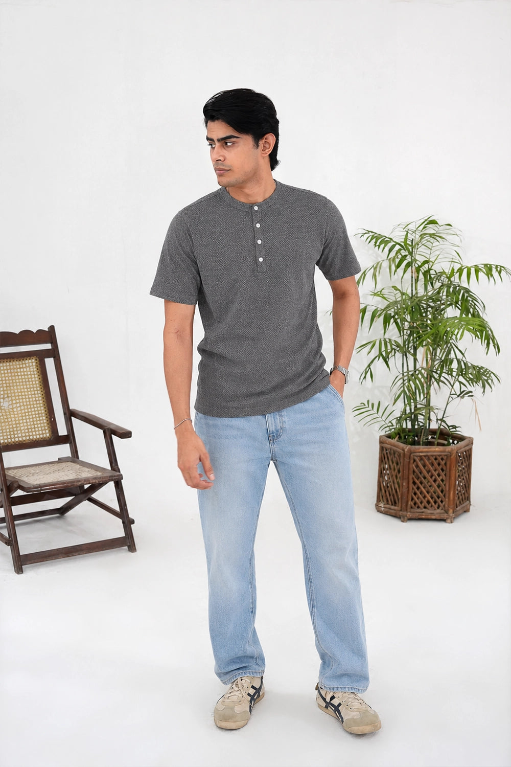 Men Branded jersay T-Shirt - Charcoal