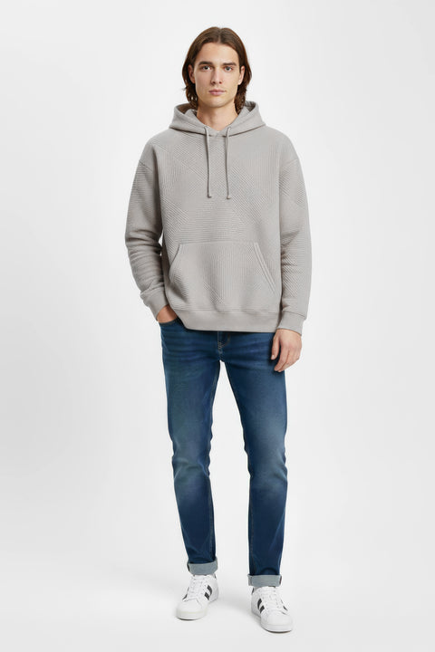 Men Branded Pullover Hoodie - Heather Grey
