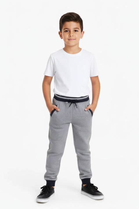 Boys Branded Pique Trouser - Charcoal
