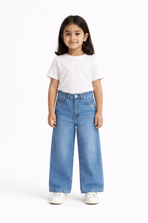 Girls Branded Denim pant - L/Blue