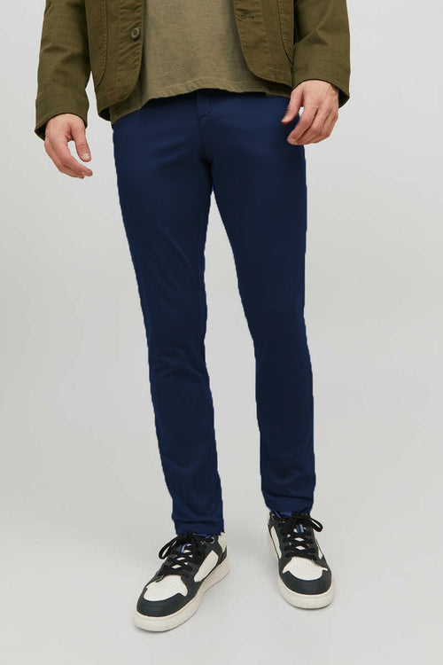 Men Branded Regular Fit Chino - Navy