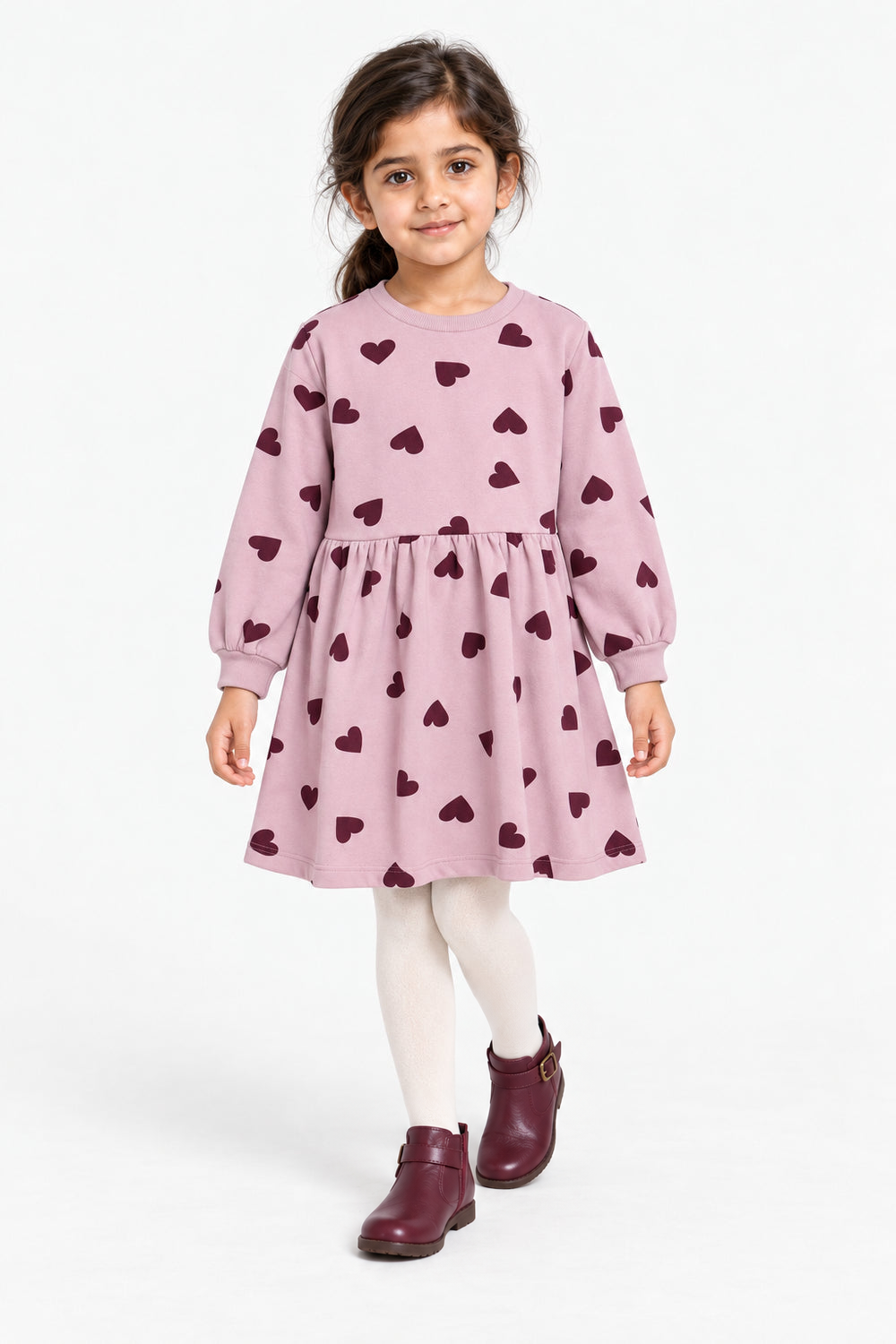 Girls Branded Graphic Frock - D/Pink