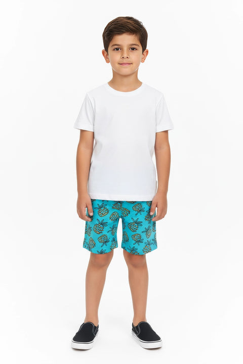 Boy Branded Graphic Short - Green
