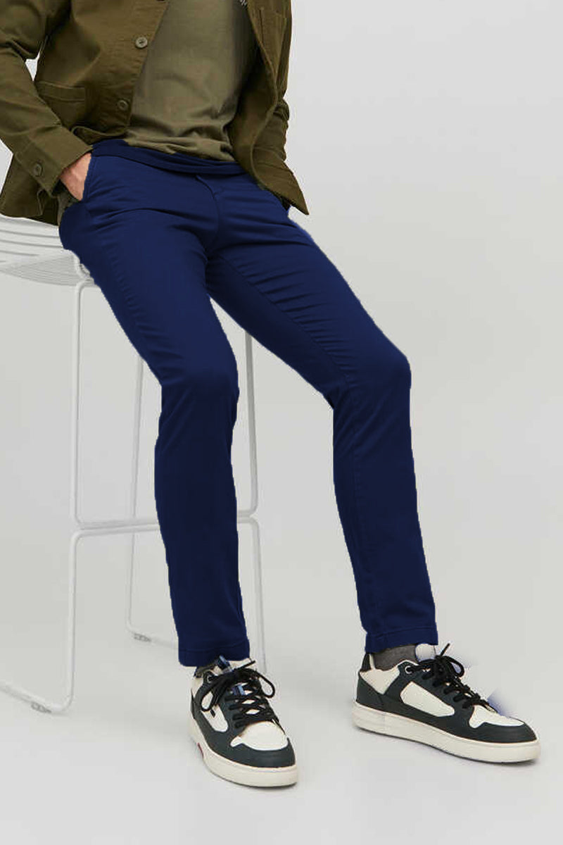 Men Branded Regular Fit Chino - Navy