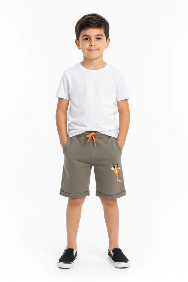 Boy Identic Graphic Short - Olive
