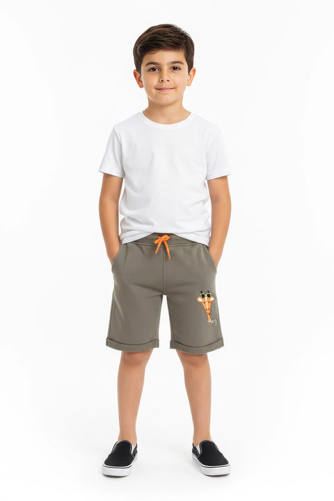 Boy Identic Graphic Short - Olive