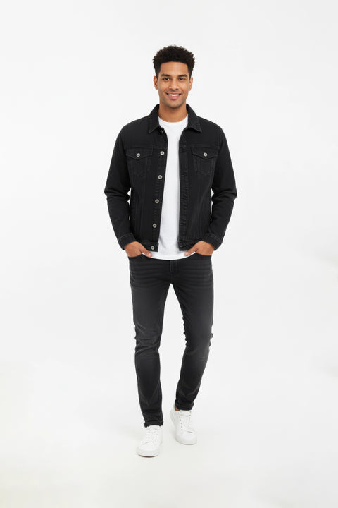 Men Denim Jacket HK00-1 - Black