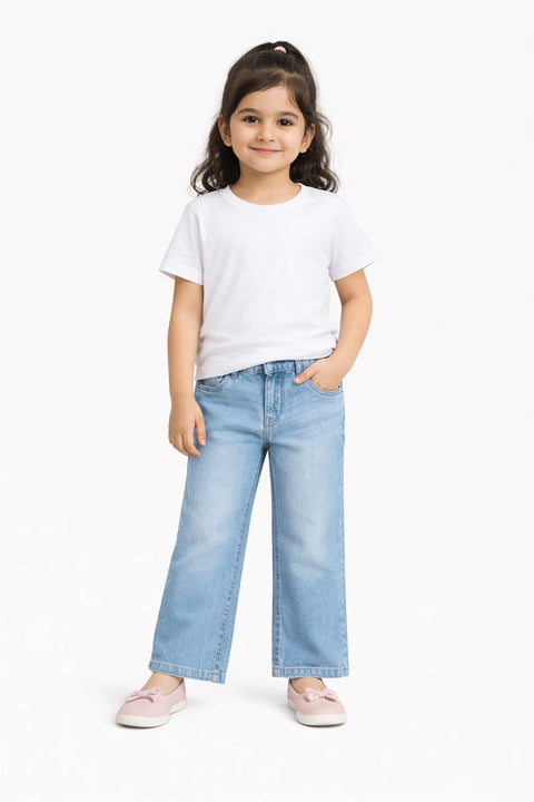Girls Branded Denim pant - L/Blue
