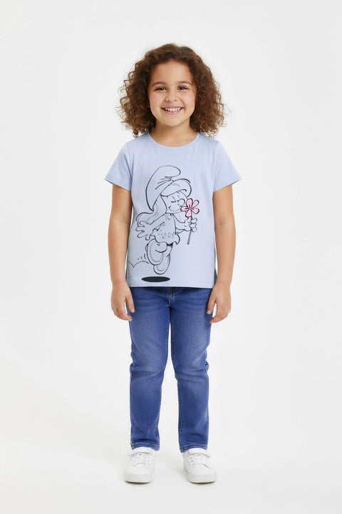 Girls Branded Graphic T-Shirt - Sky Blue