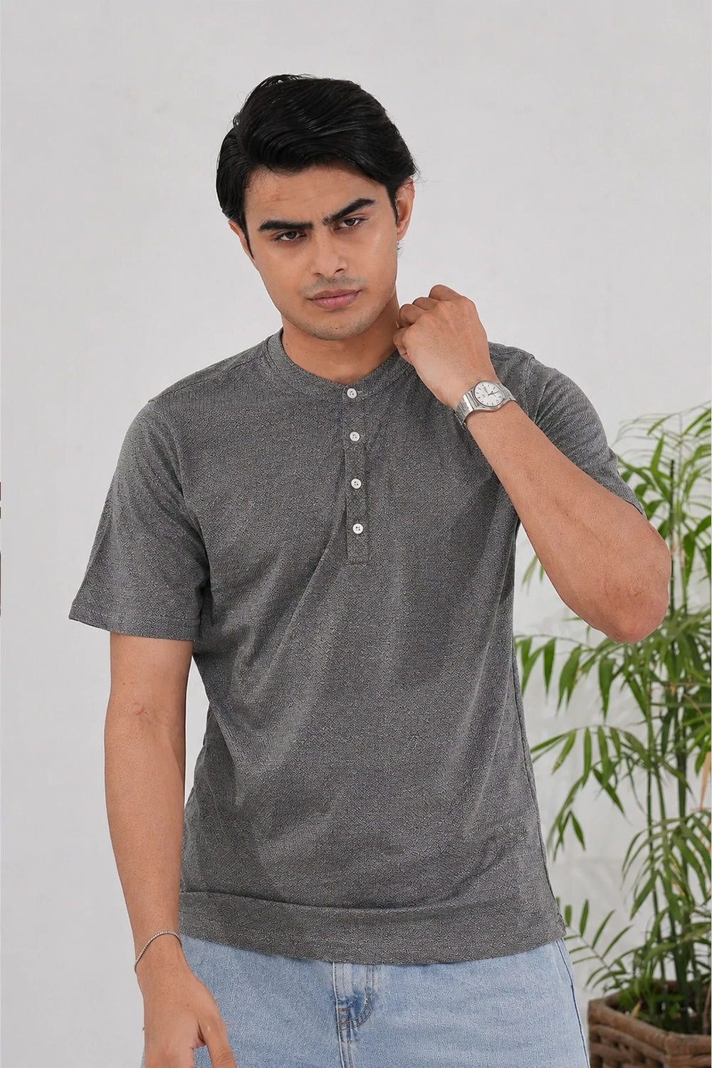 Men Branded jersay T-Shirt - Charcoal