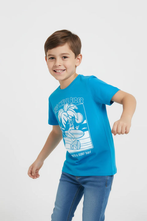 Boys Branded Graphic T-Shirt - Royal Blue