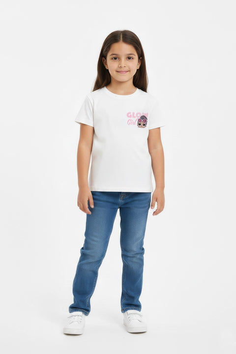 Girls Branded Graphic T-Shirt - White