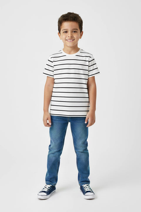 Boys Branded Stripes T-Shirt - White