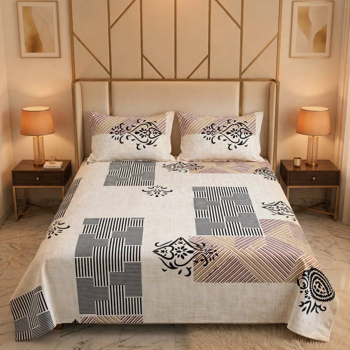 Knotco Printed Cotton Rich Bedsheet Set TC-150