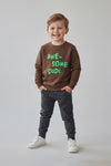 Boys Front Printed Sweatshirt BSS23-01 - Brown