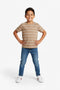 Boys Branded Lining T-Shirt - Brown and White