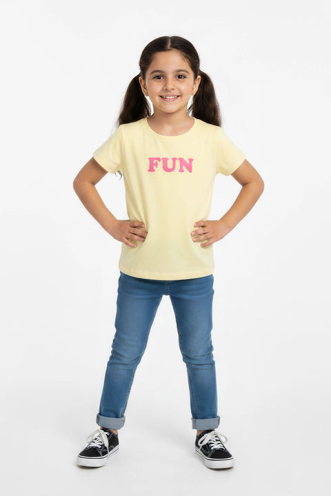 Girls Branded Graphic T-Shirt - Yellow