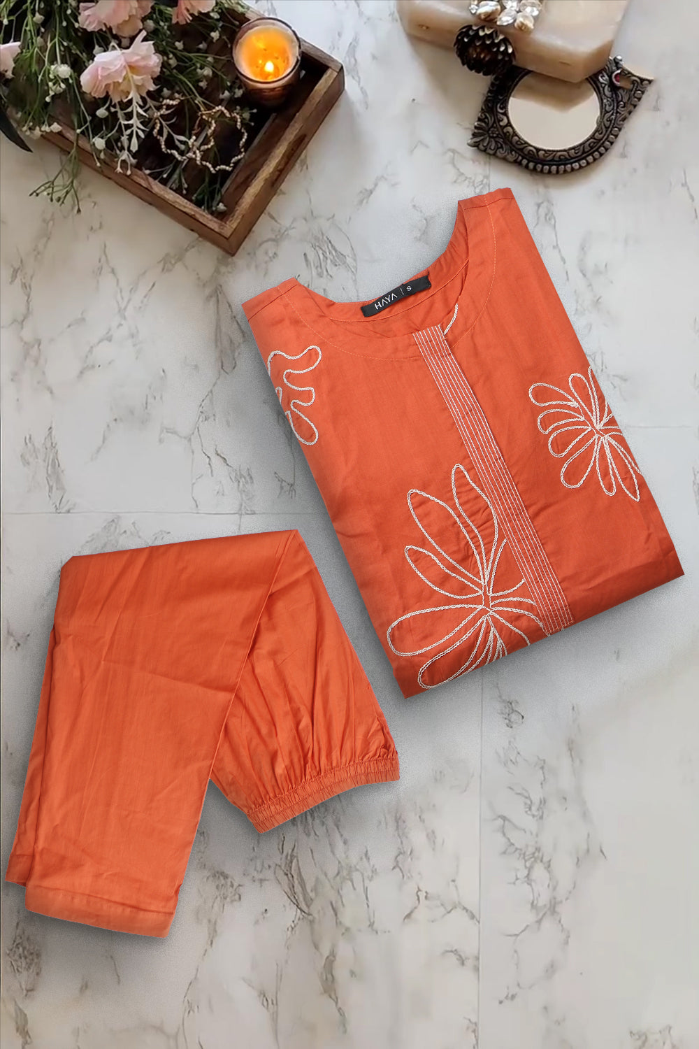 2 PIECE EMB LAWN SOLID SUIT