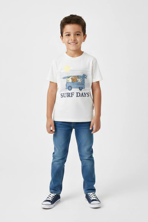 Boys Branded Graphic T-Shirt - White