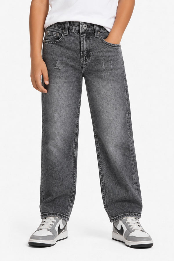 Boy Branded Straight fit Denim Pant - Grey