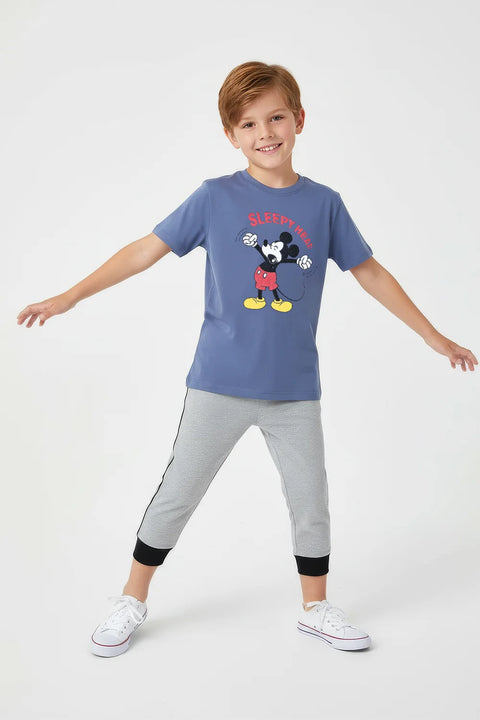 Boys Branded Graphic T-Shirt - Dusty Blue