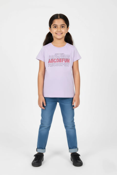 Girls Graphic T-Shirt (Brand: MAX) - L/Purple