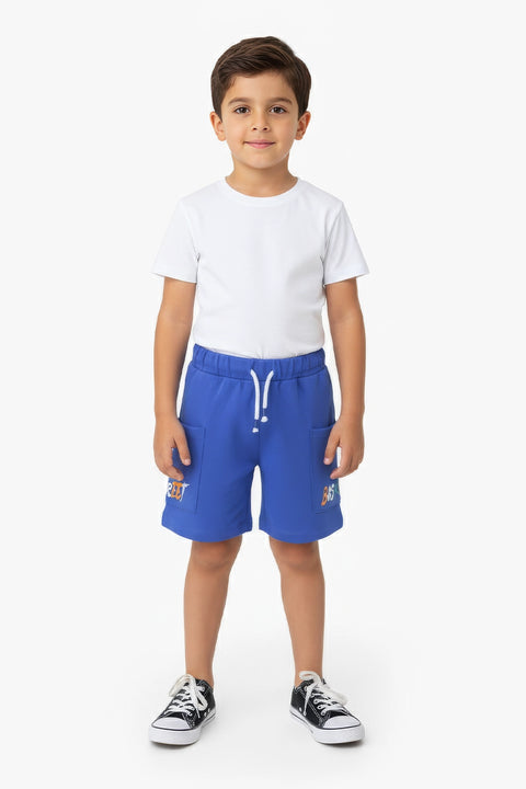 Boy Branded Graphic Terry Short - Royal Blue